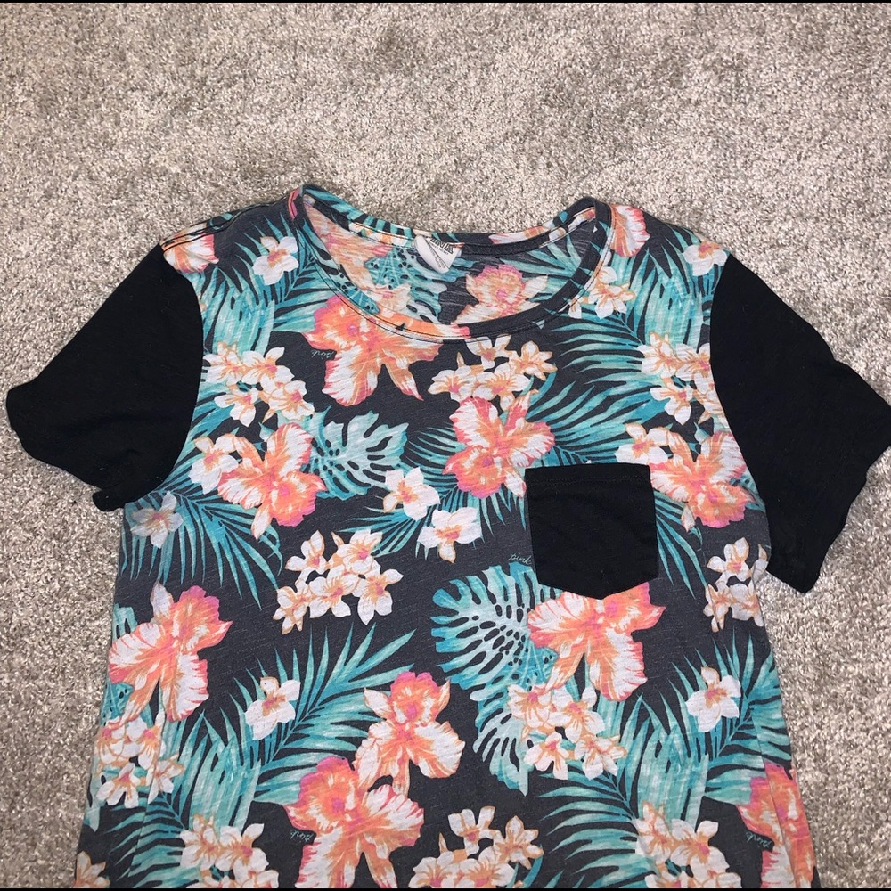 PINK Victorias Secret Orange, Green & Black Tropical shirt size S - Picture 5 of 9
